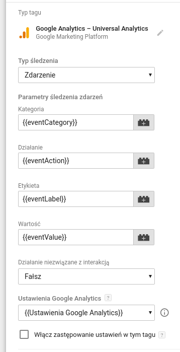 skonfigurowany tag